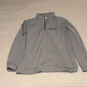 Peter Millar Barstool Golf Gray Striped Quarter-Zip Pullover